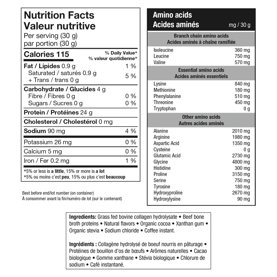 Informations nutritionnelles